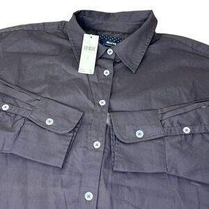 Maeve Anthropologie Women's Oversized Cotton Button Down Shirt Gray Medium NWT